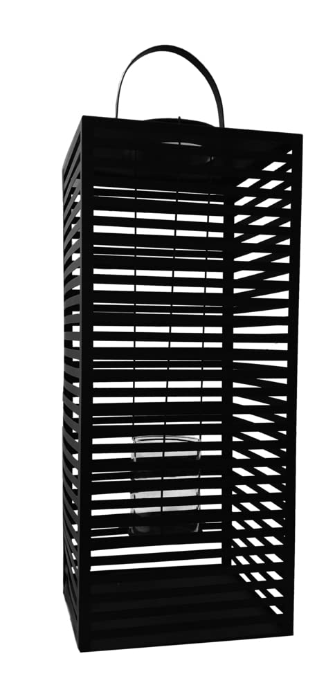 Verdelook Berlin, Lanterna In Metallo Verniciato Con Portacandela In Vetro, 25X25 H 60Cm, Nero - 4