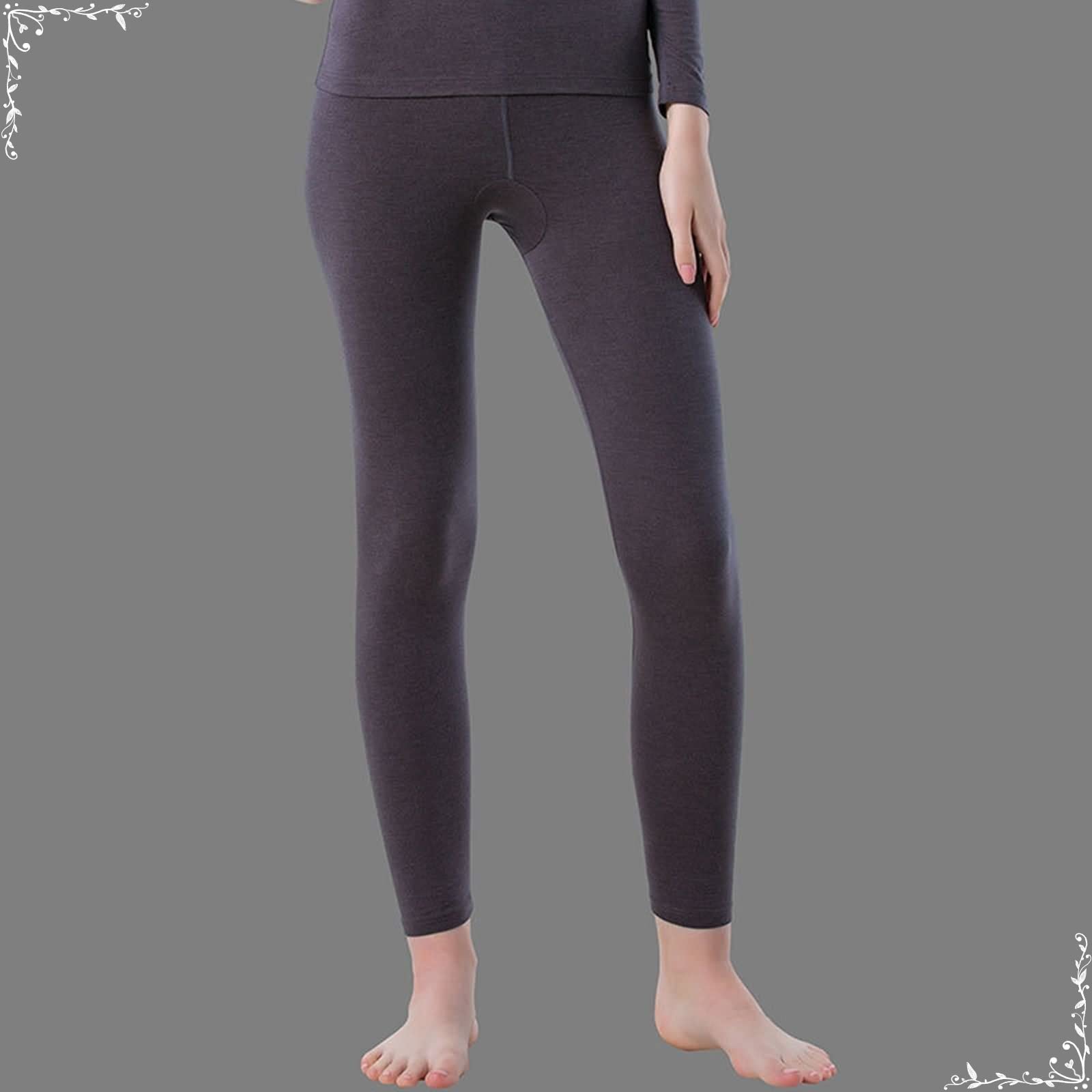 Dsnyu Thermal Underwear Bottoms Women, Acrylic Fibers Round Collar Thermal Pants, Dark Grey Thermal Bottom XXL