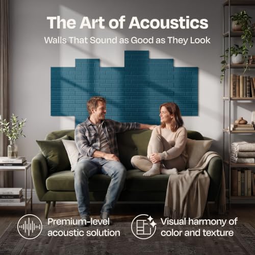 Image of Acoustic Wall Panels 18-Pack, 12 inchx12 inchx0.4 inch Decorative Self-Adhesive Sound Proofing | High Density 3D Brick Soundproof Absorbing Tiles for Walls, Home, Office & Studio - Ocean Turquoise