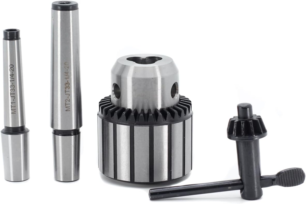 Drill Chuck JESTUOUS JT33 Key Type 1/2 Inch(113mm) with MT1 MT2 Morse