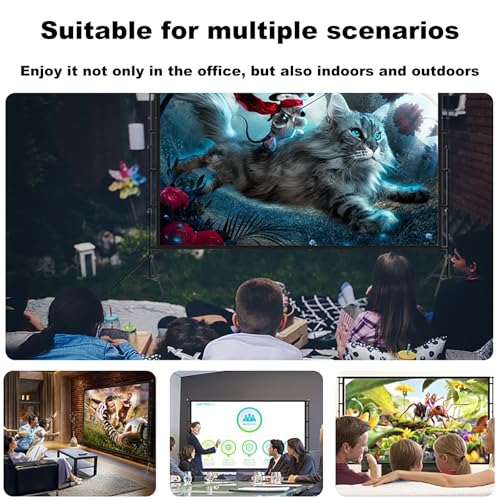 Pantalla de proyector portátil con bolsa de almacenamiento y soporte trípode estable, adecuada para cine en casa, presentaciones de negocios, capacitación escolar y entretenimiento interior y exterior (84 pulgadas) miniatura 3