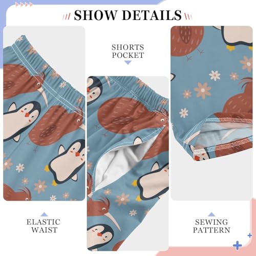 Penguin and Bird Boys Long Pants Soft Trousers Elastic Waist Kids Lounge Bottoms with Pockets S-XL4