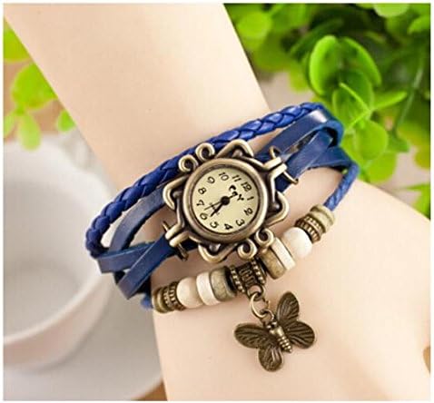 Domire Fashion Accessories Trial Order New Quartz Fashion Weave Wrap Around Leather Bracelet Lady Woman Butterfly Wrist Watch