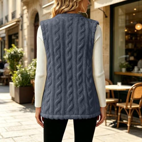 Fleece Vest Women Fuzzy Textured Sleeveless Open Front Fall Outerwear - image 7