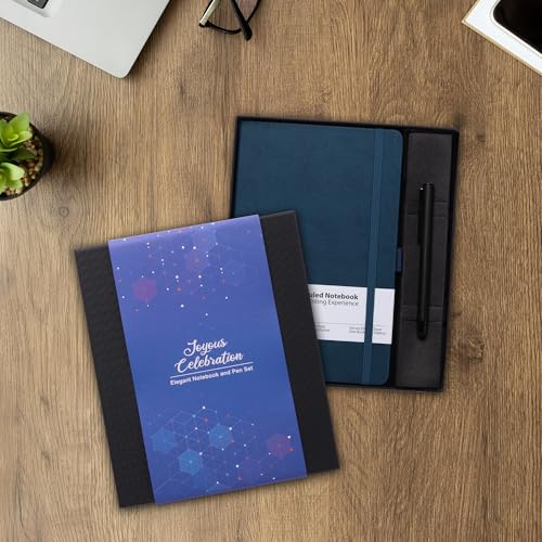Image of DOODLE Undated Executive Diary Gift Set | A5 160 Pages PU Leather Notebook + Stylish Pen with Stylus | All Packed in a Beautifully packaged in an Elegant Gift Box (Blue)
