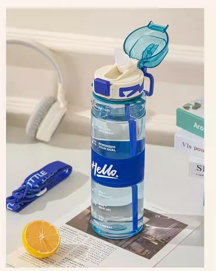 COSKIRA 800ml Bottle with Straw, Crystal Clear Leakproof Anti-slip Durable BPA Free for Fridge Fitness, Gym, Outdoor Sport Easy-to-Clean_Multi -1