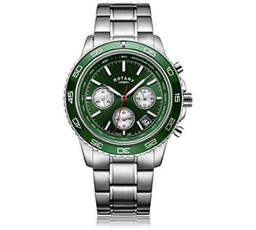 Preisvergleich Produktbild Rotary Herren-Chronograph Grün Zifferblatt Armband Armbanduhr