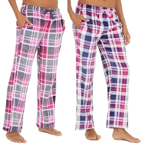 Style It Up Women's Checked Fleece Pajama Bottoms Cover