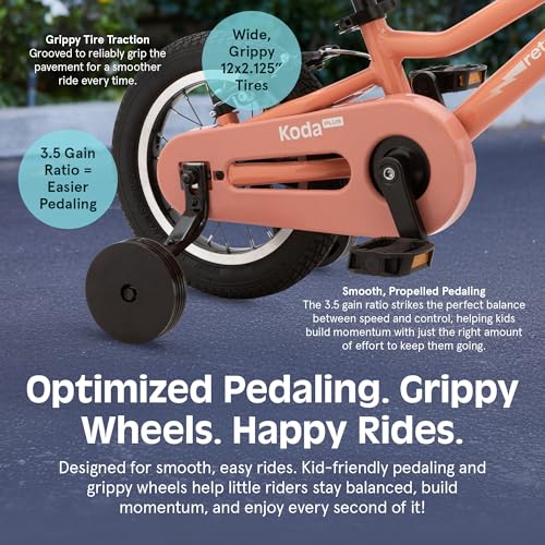 Image of Retrospec Koda Plus Kids Bike for Boys & Girls Ages 2-3 Years - 12 inch Children's Bicycle, Adjustable Seat & Handlebars, Removable Training Wheels, Front Hand Brakes, Rear Coaster Brake & Safety Bell