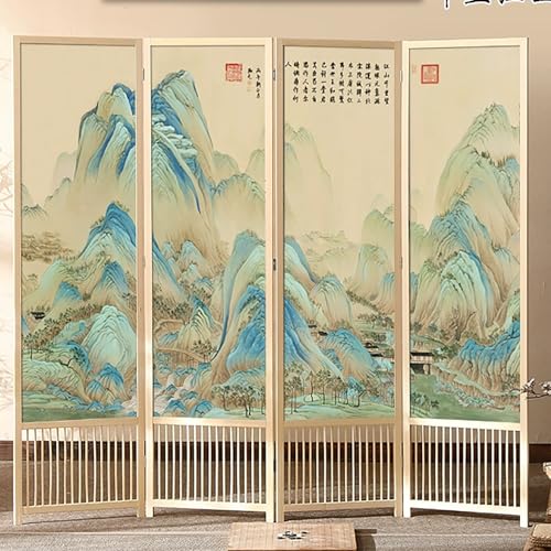 Separador de habitación de bambú con escena de paisaje chino, panel de privacidad independiente para decoración del hogar y la oficina