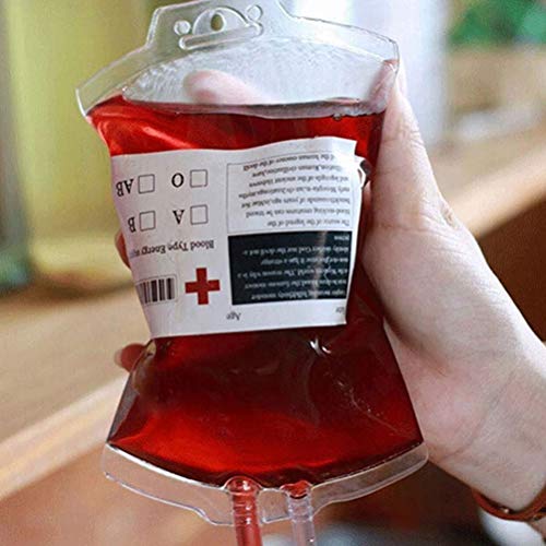 Wiederverwendbare Halloween-Blutbeutel Getränkebehälter Transparenter Medizinischer Kunststoff-Blut-Energiebeutel 350 Ml, Satz Etiketten Und Clips für Vampir/Krankenhaus/HalloweenThemenpartydekoration Cover