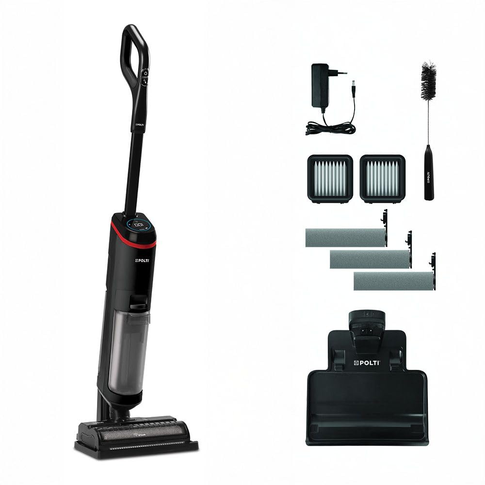 Aspirador Limpiador a Vapor Vapor 450W 21,6V 14 kPa Polti ROLLYSTEAM WD40C Cordless | 71dB, Blanco, Rojo