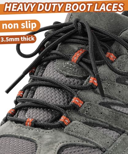 Image of Handshop 2 Pairs Round Boots Shoelaces, Heavy Duty Outdoor Shoe Laces | Replacement Shoestrings for Hiking, Running, Sporting Shoes and Work boots, Sturdy and Robust, 28 Colors, 30-63 inch Length