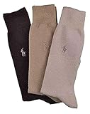 Polo Ralph Lauren Men's Dress Socks 3 Pair Sock Size: 10-13 Khakis/Brown-Ribbed