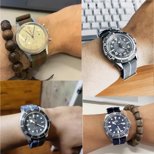 Niziruoup Bracelet de Montre Élastique Nylon Style Nato Marine Nationale Parachute Réglable Nylon Bracelet Montre en Tissu Remplacement Band Homme Femme Largeur de Bande 18mm 20mm 22mm – vue 6