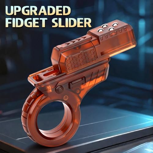 Image of 3D Fidget Slider Finger Ring Clicker EDC Toy Fingertip Textured Spinner Flip, Plastic Hand Roller Fidget Top Focus Sensory Stress Relief Toy, Gift for Stocking Stuffer Birthday, Brown