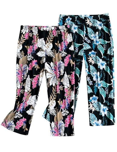 Image of ENJOYNIGHT Women's Capri Pajama Pants Lounge Causal Bottoms Print Sleep Pants