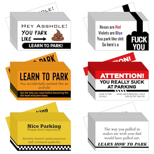 MotiMind 150 Pcs Funny Bad Parking Business Cards 6 Styles Parking Violation Cards for Adults, 3. 5 x 2 Inches