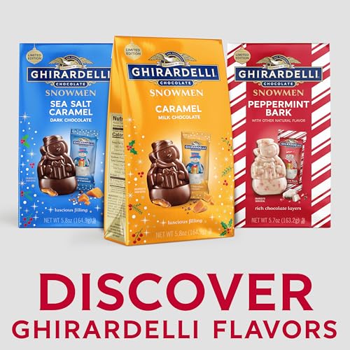 Image of GHIRARDELLI Milk Chocolate Caramel Snowmen, 5.8 oz Bag Premium Holiday Chocolate Candy Individually Wrapped