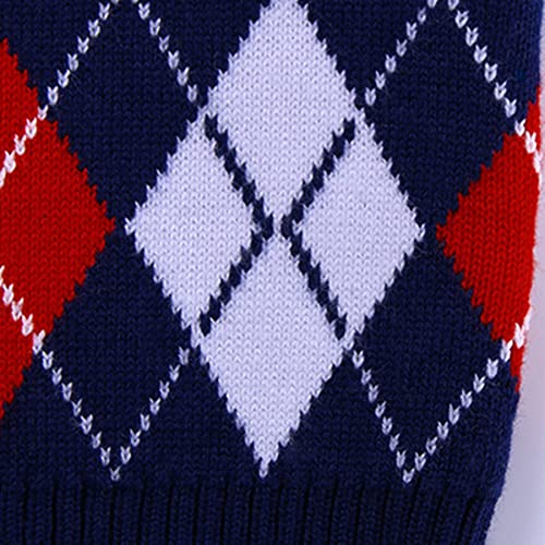 Sooxiwood Little Boys Sweater Vest 100% Cotton Plaid V Neck Boys' School Uniform Sweaters Size 6-7T Navy #TOP3