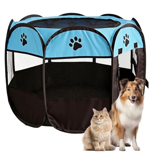 LUPATDY Parque para Perros Plegable, Parque para Gatos para Interiores y Exteriores, Tela Oxford Impermeable, para Cachorros, Gatos, Perros, Conejos, 74 x 74 x 43, Negro Azul