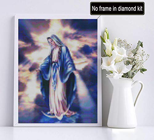 5D Diamond Painting Religion Virgin Mary, Paint With Diamonds Diy Diamond Art Women, Diymood Painting By Number Kits Full Drill Rhinestone For Home Wall Decor 16X20 Inch #TOP1