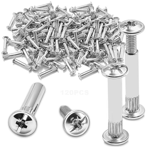 Yonality 120 Stück M5 x 25mm Verbindungsschrauben Hülsenschrauben Möbelverbinder Schrankverbinder Schrauben für Schränken Schränken Holzbret Schlüsselloch Schrank Schubladen