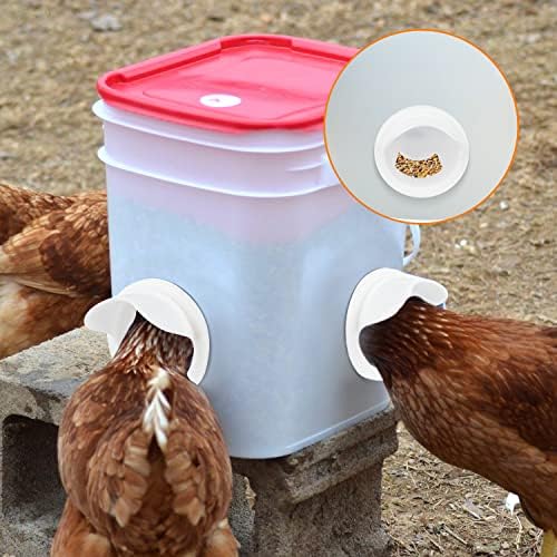 Chicken Feeders No Waste with Stopper Caps,Waterproof Poultry Feeder Port Gravity Feed Kit,DIY Chicken Feeder with Hole Saw Suitable for Buckets,Boxes,Tanks(4 Ports,1 Hole Saw) — view 6