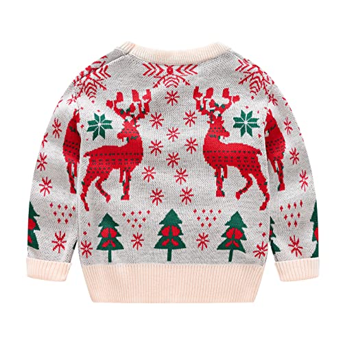 Kids Toddler Boy Girl Christmas Sweater Long Sleeve Round Neck Blouse Deer Print Knit Stylish Sweater Blouse Clothes4