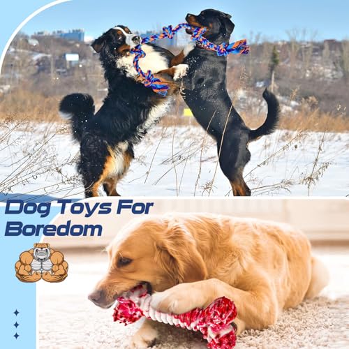 Image of SHARLOVY Dog Chew Toys for Aggressive Chewers | 5 Pack Indestructible Dog Toys for Large Breed, Cotton Rope Toys, Tough Bone Chew for Aggressive Chewers Large Breed