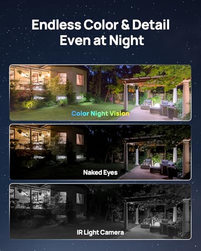 Anona Aurora 4K Solar Security Cameras Wireless Outdoor, Forever Power with Solar Panel, 8MP Color Night Vision, 24/7 AOV Recording, No Monthly Fees, AI Detection, Easy Setup, 2.4 G WiFi, IP67, 4 Pack - Image 4