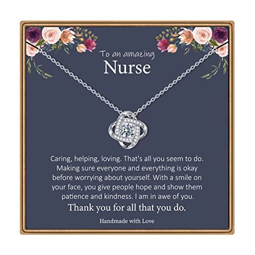 Gifts for Women, 14K White Gold Plated Dainty Love Knot Necklace for Women Grandma Aunt Stepmother Sister Mom Gifts Jewelry Mothers Anniversary Jewelry Gifts for Women Birthday Unique Necklace