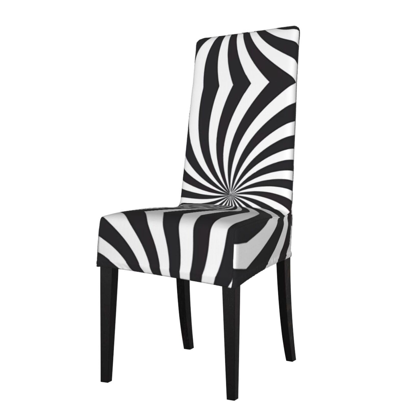 YYHWHJDE White Black Swirl Design Prints Dining Chair Throw Covers – Stretchable Polyester Blend Protects Your Chairs with Easy Style & Easy Care