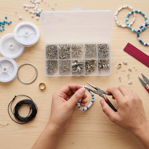 Image of HASTHIP Jewelry Making Supplies Kit with Pliers Findings Beading Wires