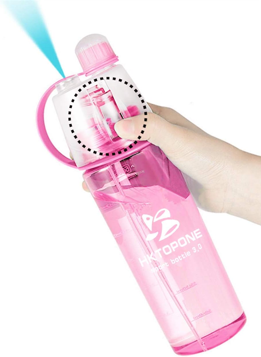 HKTOPCNE Kids Spray Water Bottle for Drinking Sports Water Bottle Cycling BPA Free 600ml for Gym Cycling Running Yoga Climbing Hiking Mountaineering (Pink)
