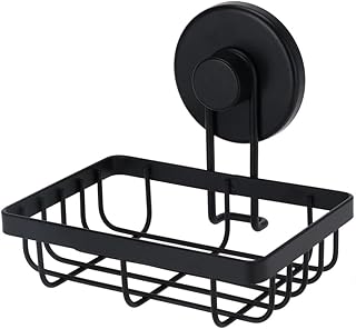 Envenzo Soporte para jabonera, montado en la pared, impermeable y resistente al óxido, para ducha y baño, color negro
