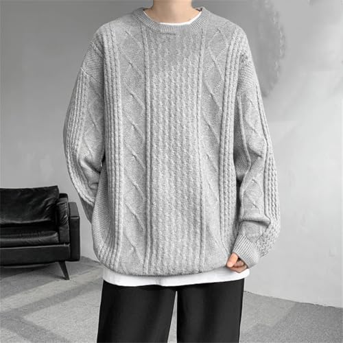 O-Neck Sweater Men Loose Knit Sweater Pullovers Solid Color Knitted Long Sleeves Mens Pullovers4