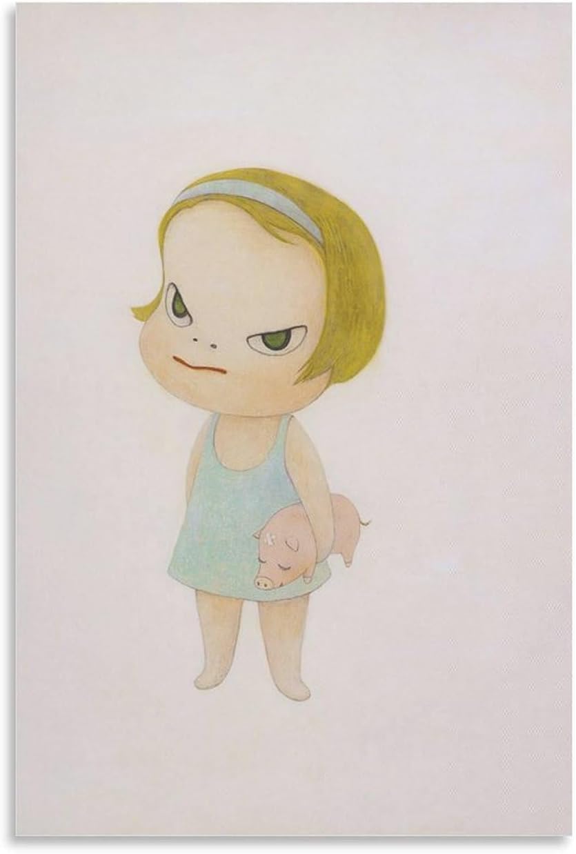 ZZYGGN GMGSW Girl with Toy Piglet by Yoshitomo Nara Canvas Poster Illustrations Wall Art Painting Yoshitomo Nara Prints for Home Picture Decor 40x50cm Frameless