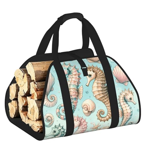 Sac de transport pour bois de chauffage en tissu Oxford 600D noir robuste pour cheminée