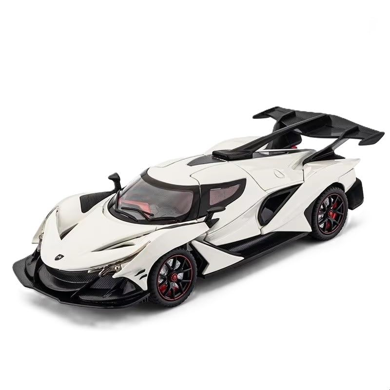 Image of FEXXA 🏎️ Exclusive Alloy Metal Pull Back Die-cast Car Model with Sound Light Mini Auto Toy for Kids Metal Model Toy Car with Sound and Light (1.24 Scale APO-LLO IE -White)
