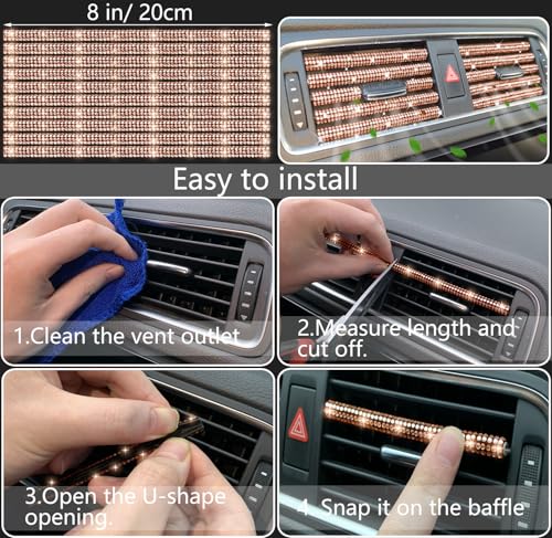 Image of NBTEPEM 27 PCs Gold Champagne Bling Car Accessories Set for Women, Steering Wheel Covers Universal Fit 15 Inch, Bling License Plate Frame, Bling Phone Holder, Bling Car Coasters
