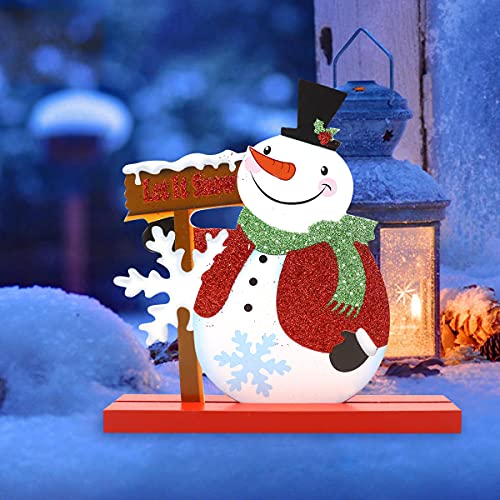 Décoration de table en bois, logo de bonhomme de neige, flocon de neige, 1 pièce, convient pour Noël, les fêtes, la décoration intérieure Cover