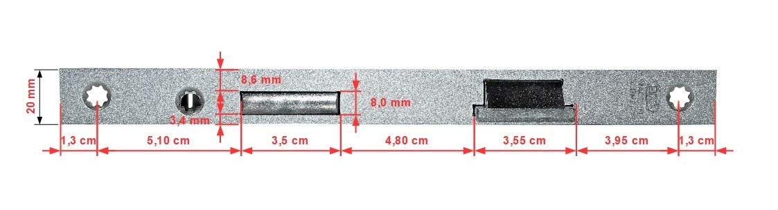 BKS Rohrrahmenschloss/Rahmenschloß 35/72/8, Stulpbreite: 20mm, DIN Rechts (schmale Bauweise) incl. SN-TEC® Montageset