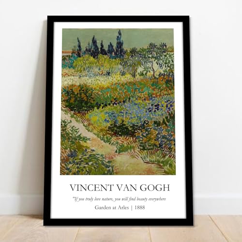 Image of Waltractive Vincent Van Gogh Paintings Framed Poster with Beautiful Quotes - Available in 33x22 and 48x33 CM - Classic Art Poster with sleek Black Frame - Elegant Home and Office Decor (Garen at Arles, 9x13 Inch, Framed)