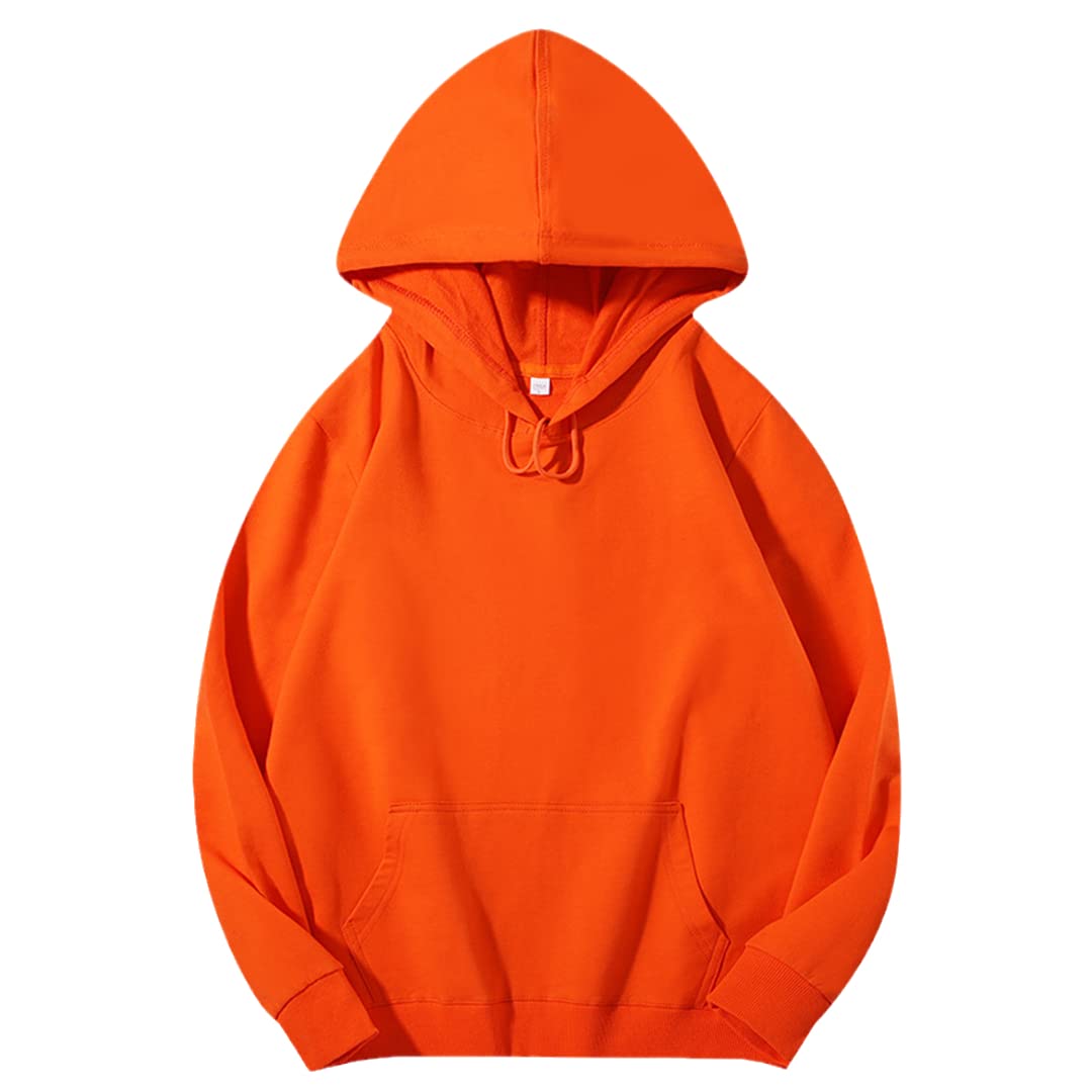 Damskie bluzy z kapturem Solidna bawełna Luźna dzianina Harajuku Sweter Bluza Pomarańczowy 3XL (70-75) kg