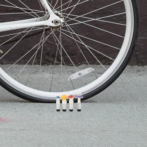 Kisangel 4 piezas Tapas de válvula de neumáticos metálicas con forma de champiñón para autos, camionetas, motocicletas y bicicletas compatibles con válvulas Presta y estándar, instalación fácil miniatura 7