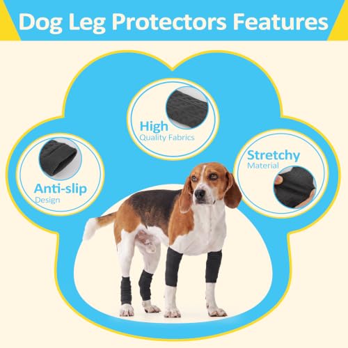 Image of ROZKITCH 4 PCS Dog Knee Elbow Protector Reduce Licking Scratching Elbow | Soft Knitting, Stretchy Fit Sleeves, Helps Reduce Licking, Dog & Cat Friendly, Easy to Wear, Daily Leg Coverage