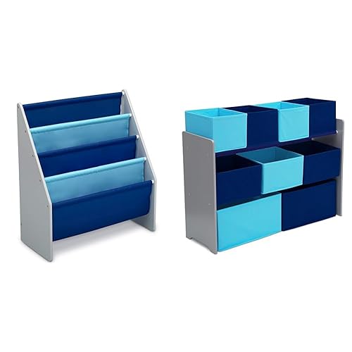 Delta Children Estantería para libros Sling para niños, almacenamiento fácil de alcanzar para libros, revistas y organizador de juguetes de lujo con