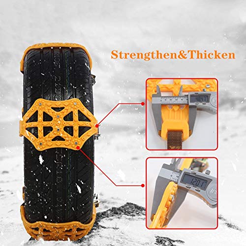 UPEOR 6Pcs Snow Chains Tire Traction Chain Adjustable Emergency Tire Straps for Cars/SUV/Truck/ATV -Winter Anti-Skid Chains for Wheel Width 165-275mm/6.4-10.9'' (Orange)