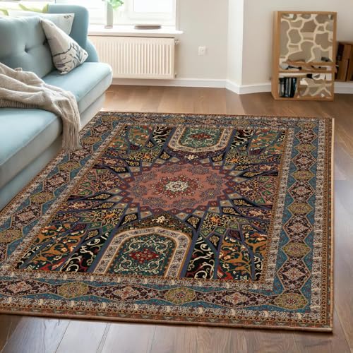 Image of ishro home 5x7 Feet 3D Jet Multi Printed Carpet Rug Runner and Carpets for Bedroom /Living Area /Home with Anti Slip Backing (Panel Harmony, 5x7 fts)